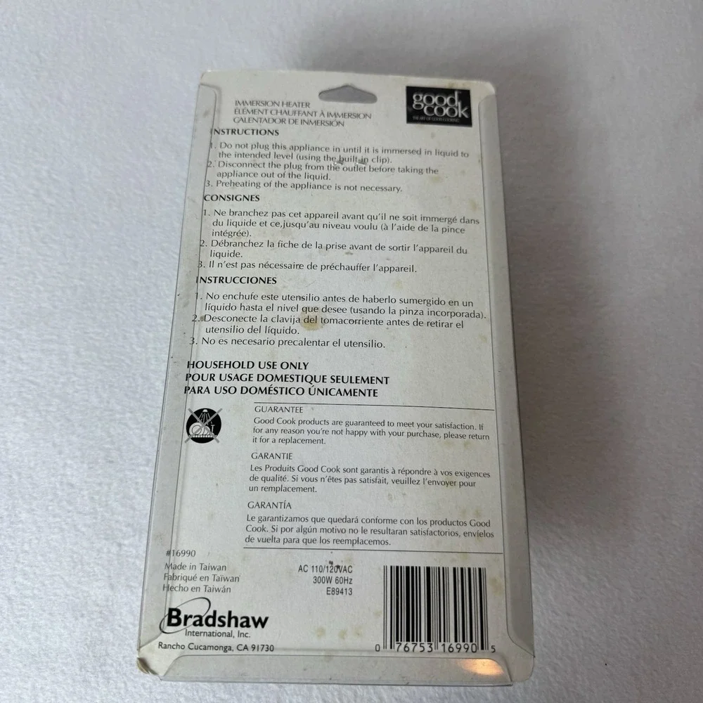 Good Cook Kitchen Electric Immersion Heater New W/ Wear To Packaging White